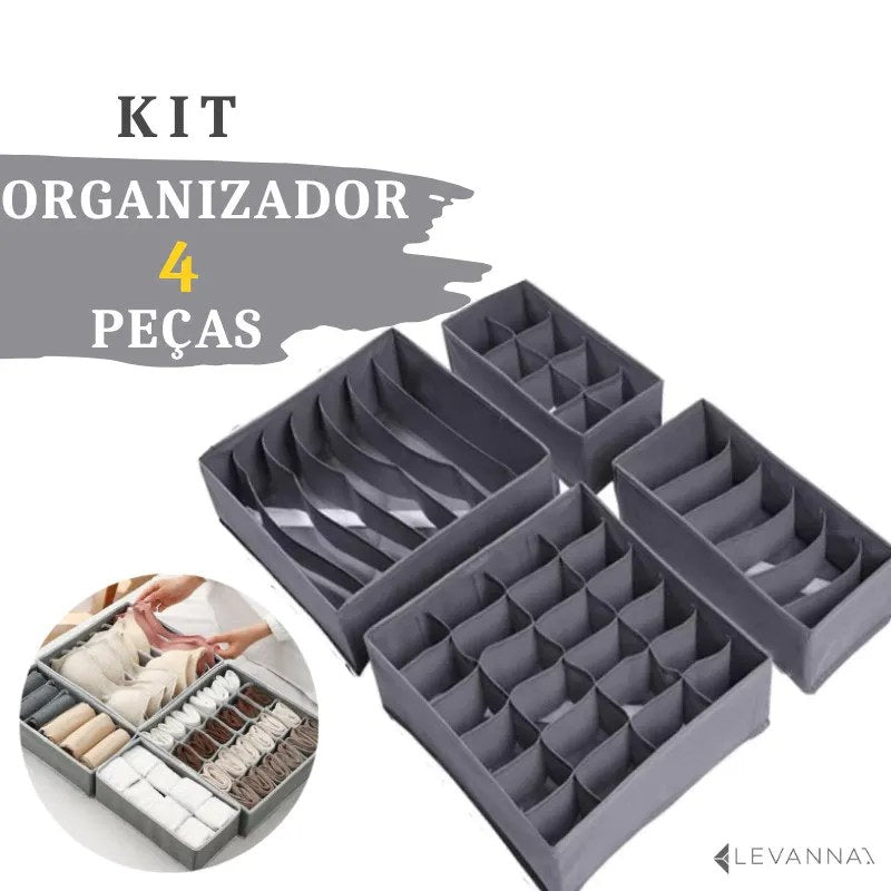 Kit 4 Organizadores Dobráveis para Gaveta de Roupas