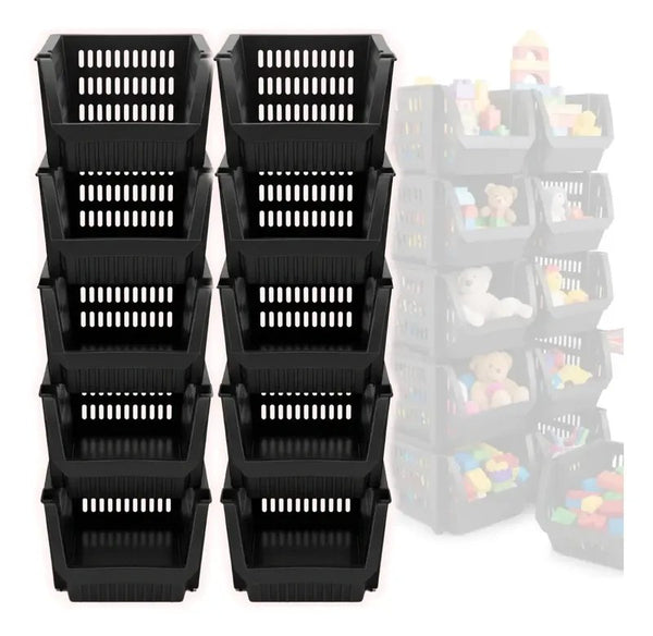 Kit 20 Mini Cestos Organizadores Empilháveis Preto