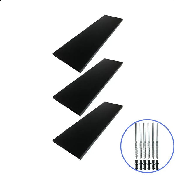 Kit 3 Prateleiras MDF Favaretto 50x15cm Pretas