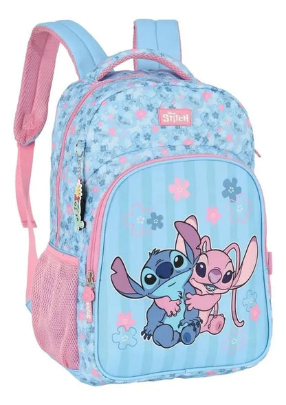 Mochila Escolar Infantil Disney Stitch e Angel