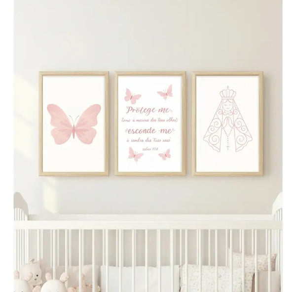 Quadro Decorativo Quarto de Bebê Menina 31x21cm Rosa