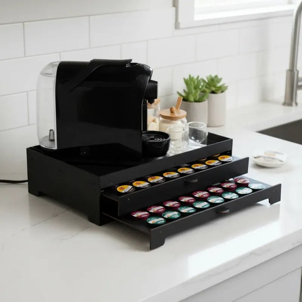 Bandeja Espelhada Porta-Cápsulas Nespresso com 2 Gavetas