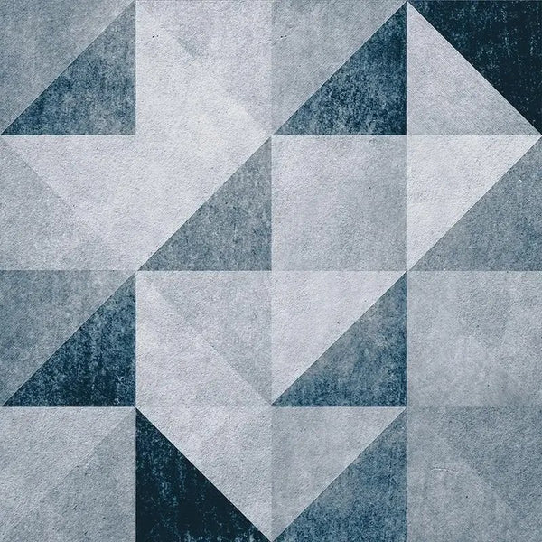 Papel de Parede Geométrico Triangular Azul e Cinza 3m