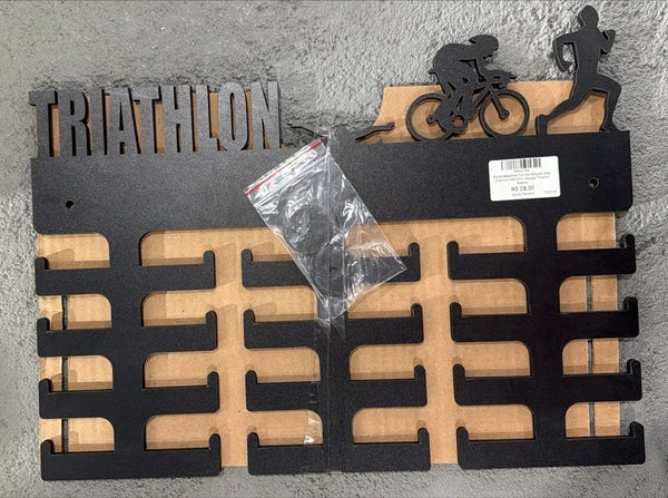 Porta Medalhas Triathlon MDF Preto