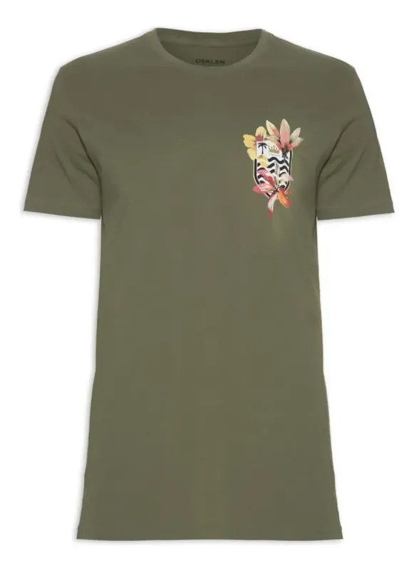 Camiseta Masculina Osklen Soft Used Brasão Flores Tam P