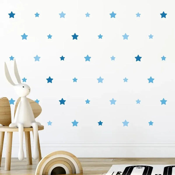 Kit 46 Adesivos de Parede Estrelas Azuis para Quarto de Bebê