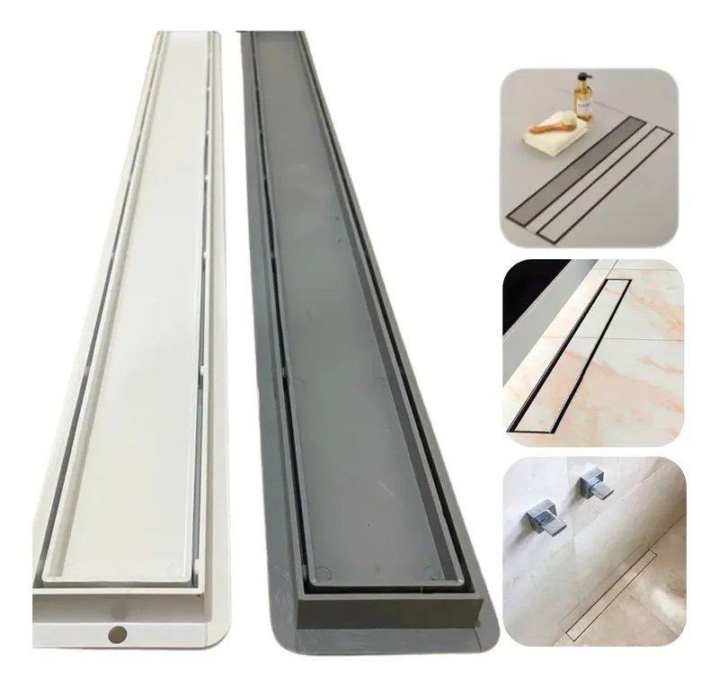 Ralo Linear Oculto Sifonado 7x90cm Cinza