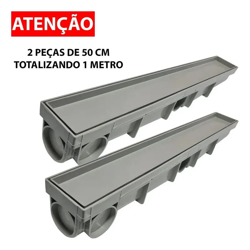 Ralo Linear Oculto Sifonado 6x50cm Cinza