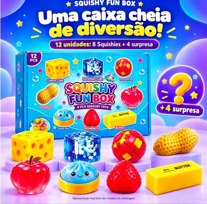 Kit Squishy Fun Box 8 Squishies Sensoriais com 4 Surpresas