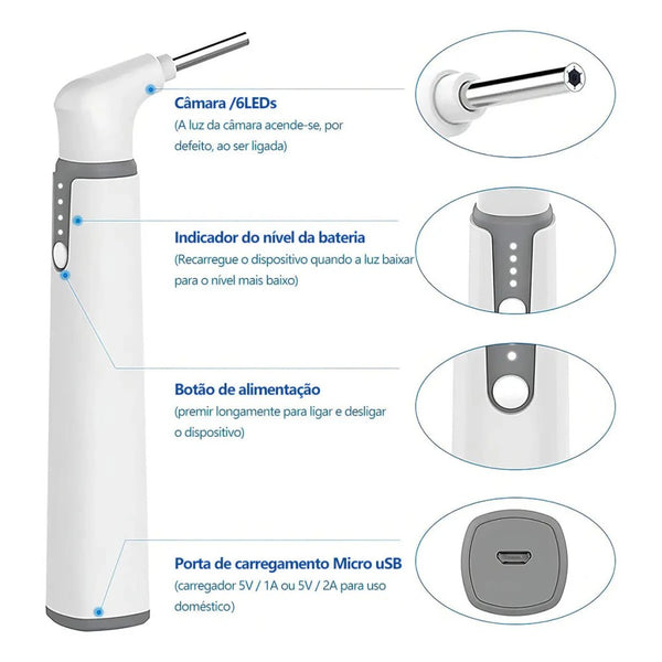 Endoscópio Digital Otoscópio Sem Fio com Mini Câmera