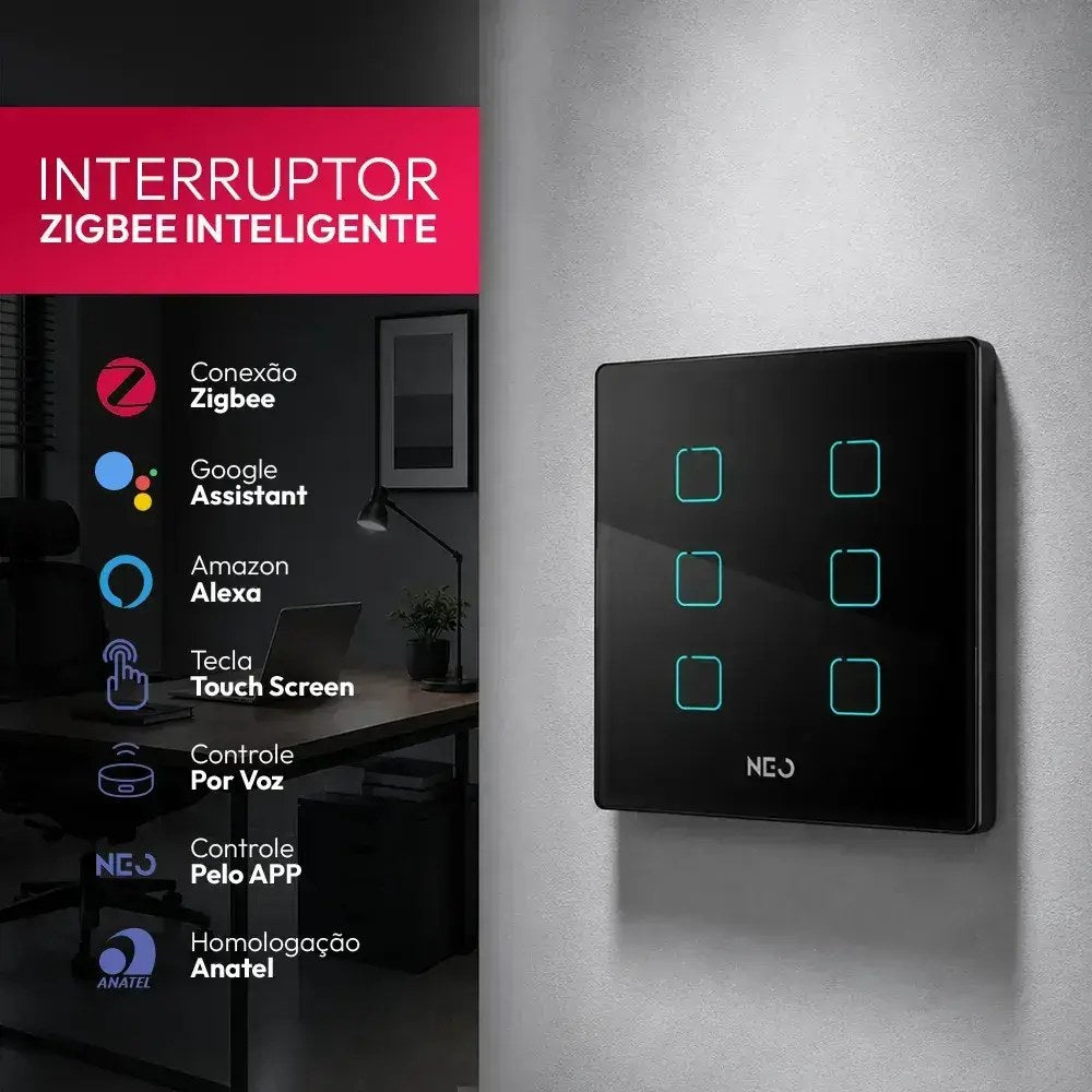 Interruptor Smart Zigbee Neo Avant 6 Botões Touch