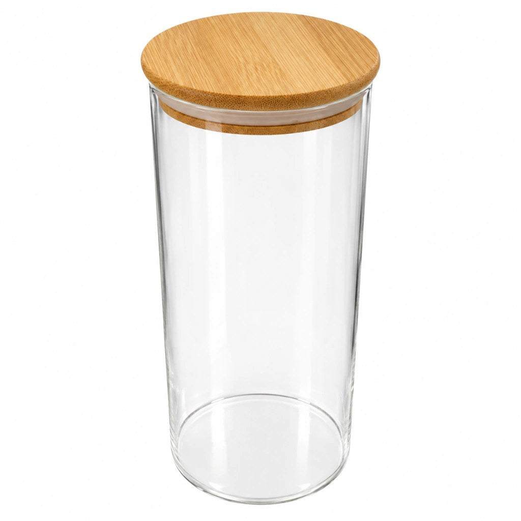 Pote de Vidro Hermético 1200ml com Tampa de Bambu