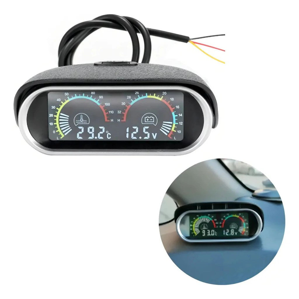 Medidor 2em1 Temperatura da Água e Voltímetro Automotivo