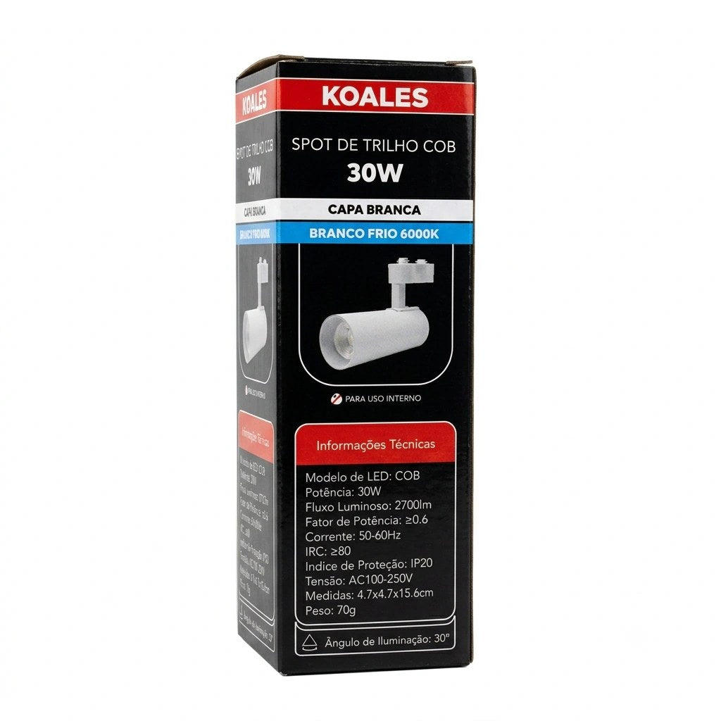 Spot de Trilho LED COB 30W Branco Frio 6000K