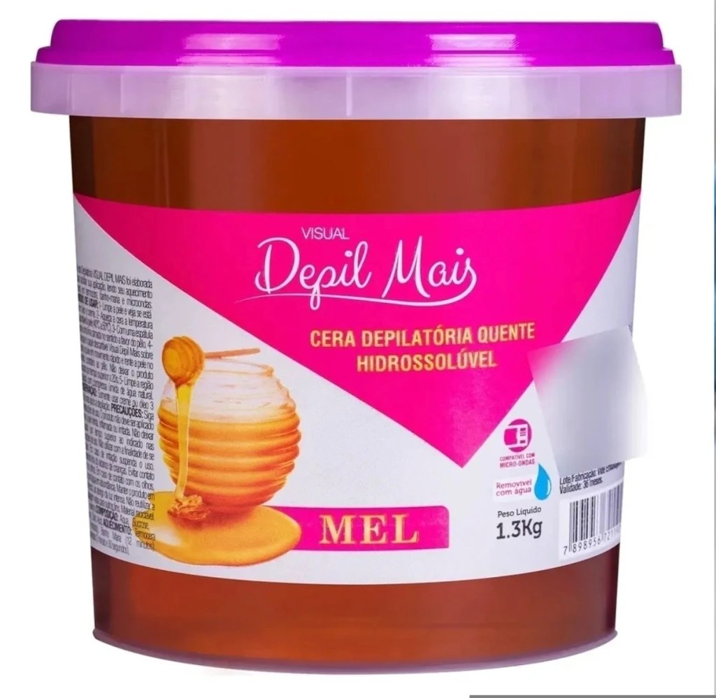 Cera Depilatória Visual Depil Mais Hidrossolúvel Mel 1,3kg