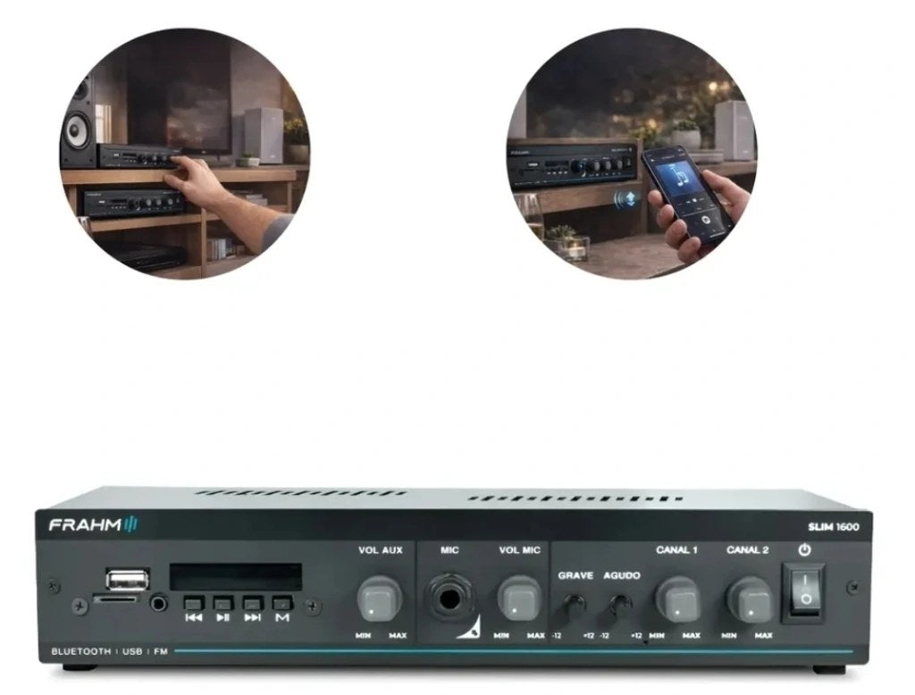 Amplificador de Ambiente Frahm Slim 1600 MC 60W
