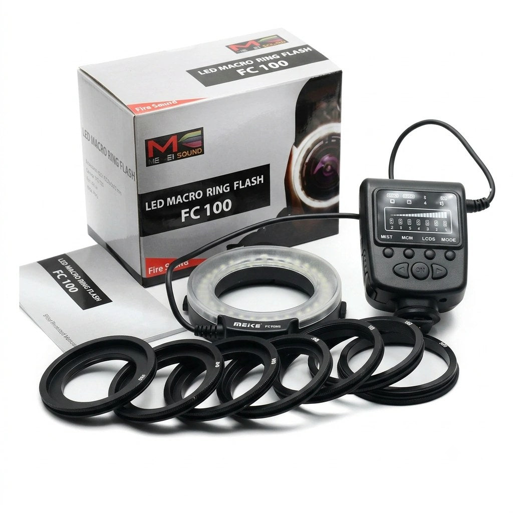 Flash Anel Macro Meike FC100 para Câmeras DSLR
