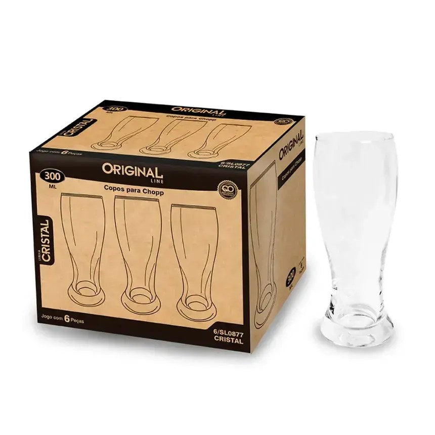 Kit 6 Copos para Chopp Original Glass Cristal 300ml