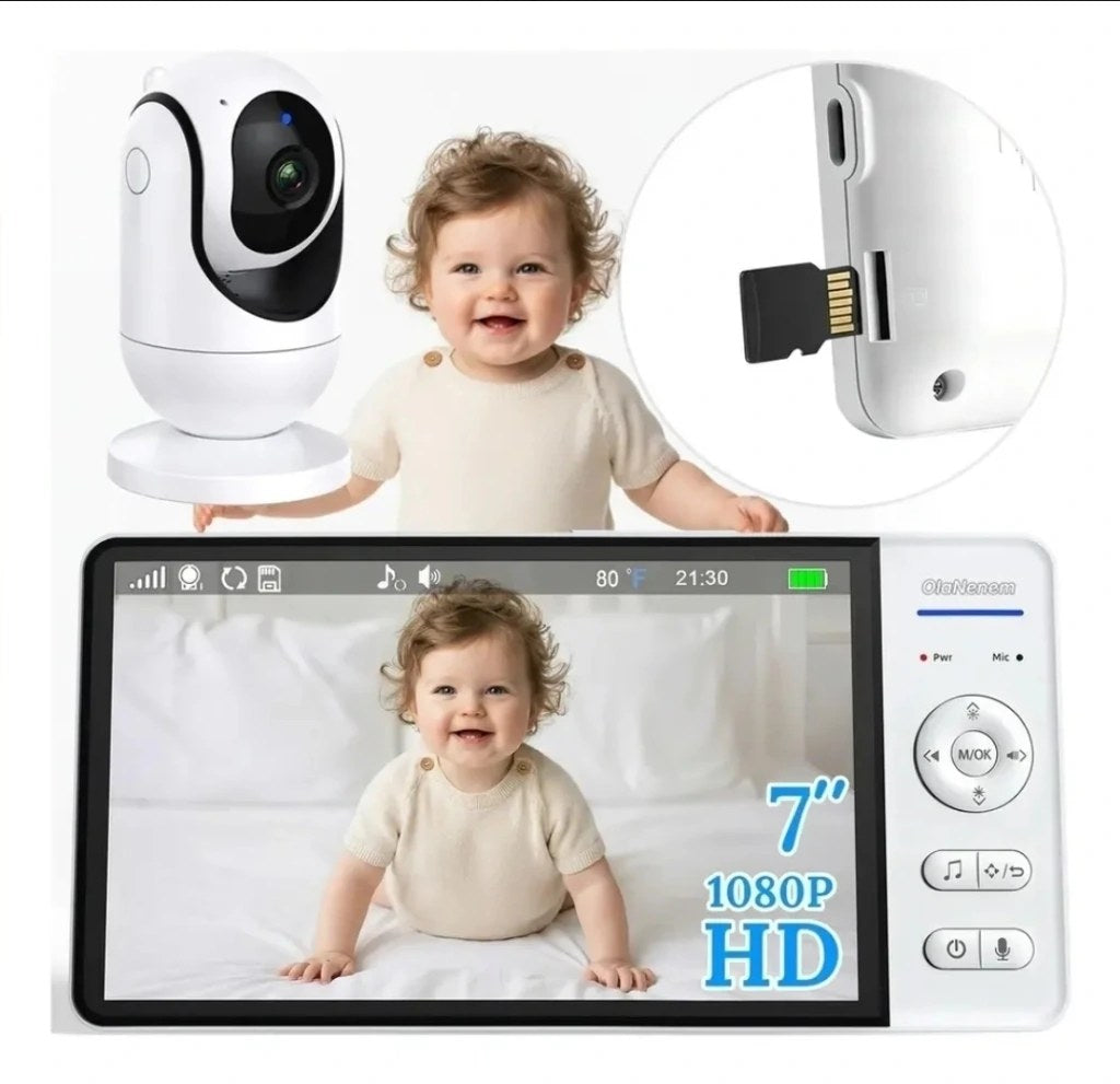 Babá Eletrônica OlaNenem com Tela de 7" 1080p e Visão Noturna