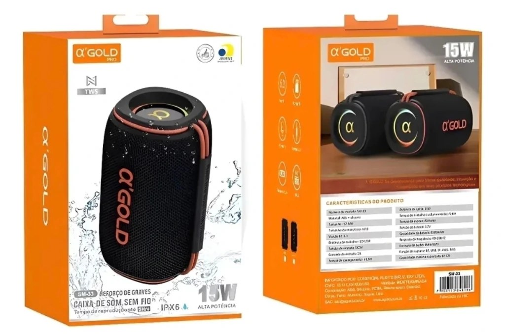 Caixa de Som Bluetooth A'Gold SM-33B 5W
