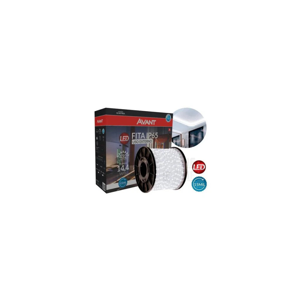 Fita LED Externa IP65 50m 14,4W Branco Frio com Reator