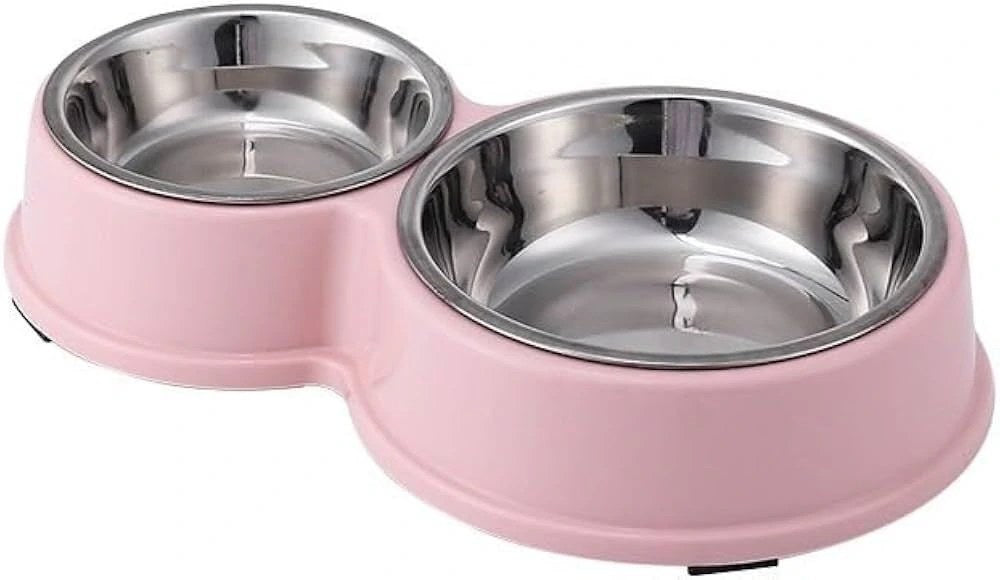 Comedouro e Bebedouro Duplo em Inox para Pet