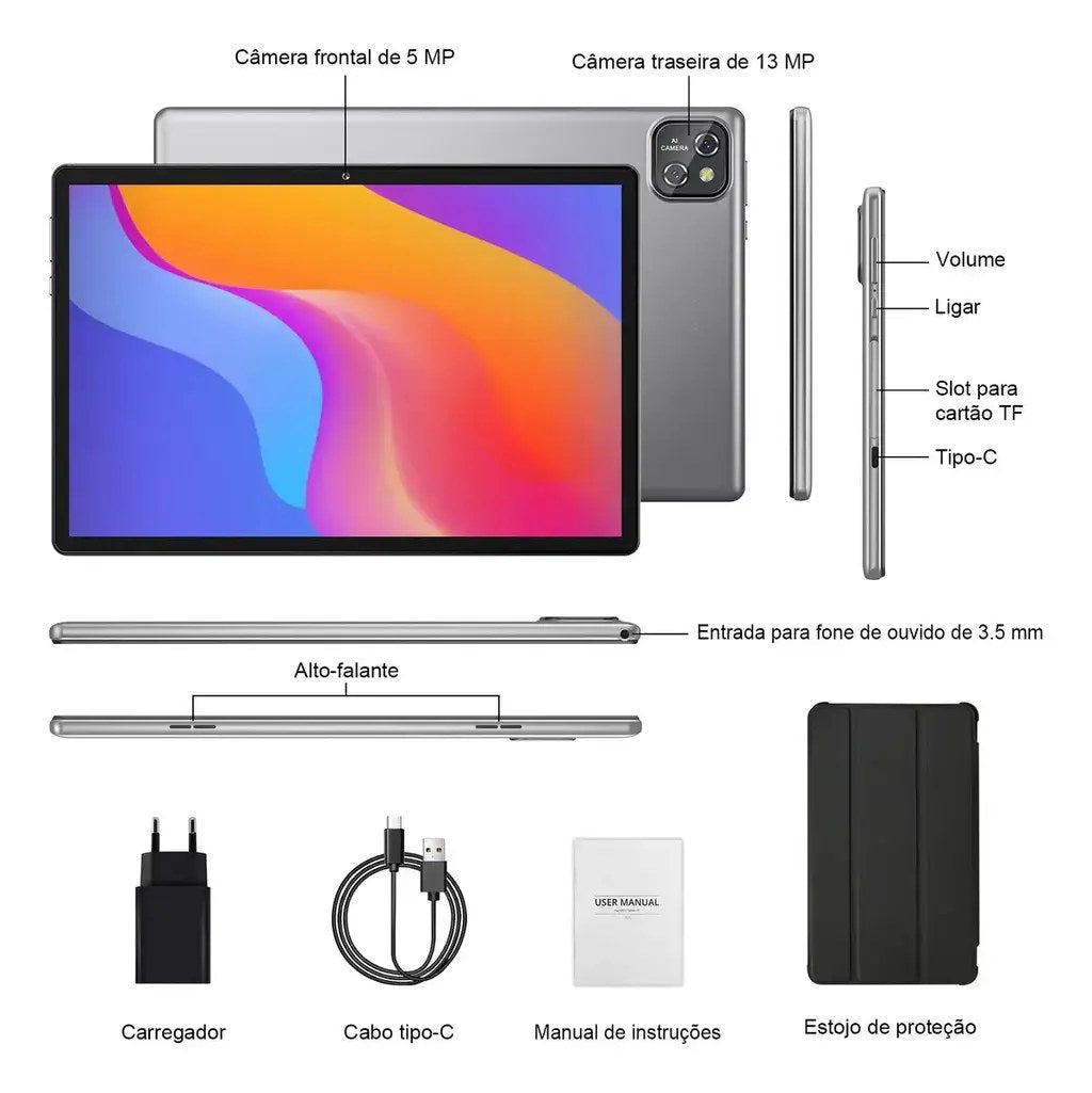 Tablet Pab Android 14 10.1 polegadas 64GB