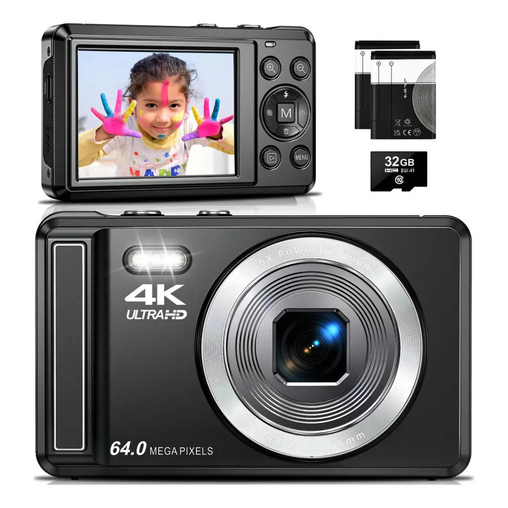 Câmera Digital Acrensly 4K 64MP com Zoom 16x