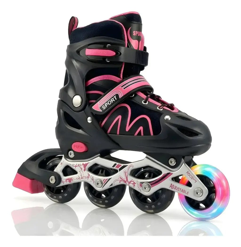 Patins Roller In Line Regulável com Luz de LED