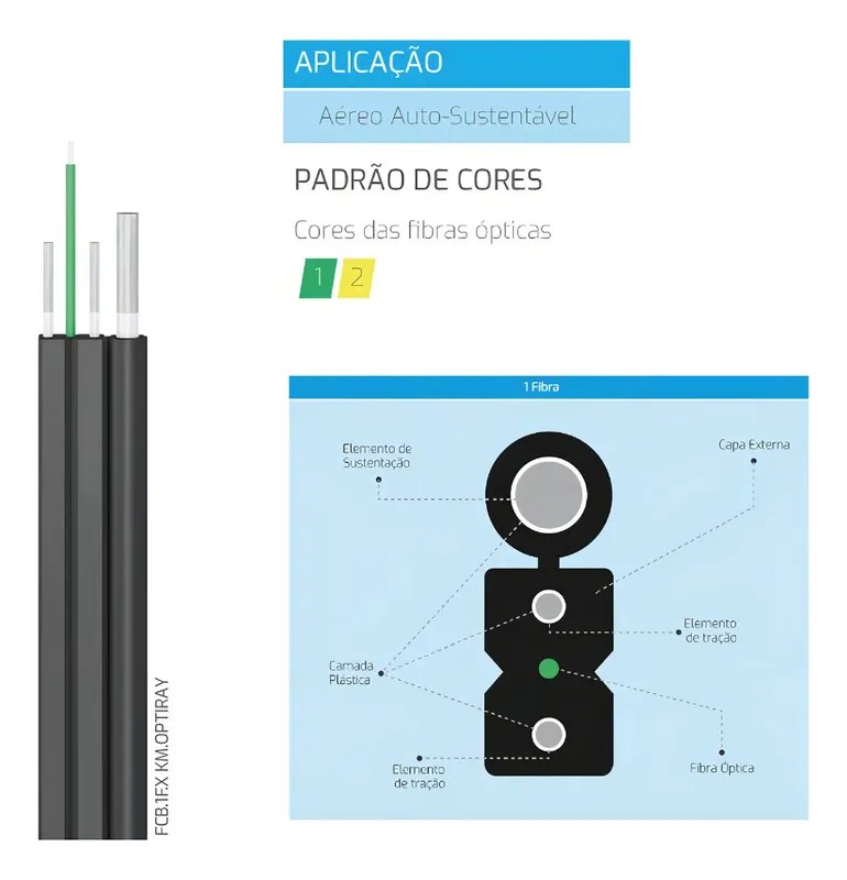 Cabo de Fibra Óptica Drop 1FO 1km Transcend - foto 2