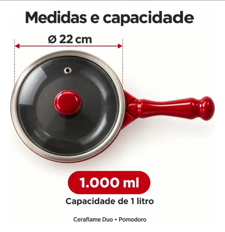 Frigideira Ceraflame Duo Cerâmica 22cm Vermelha - foto 2
