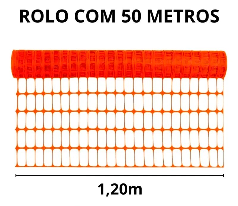 Tela Plástica de Sinalização Laranja 1,20 x 50m - foto 2