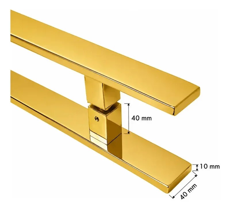 Puxador H Inox Barra Chata 1000x800mm Dourado - foto 2