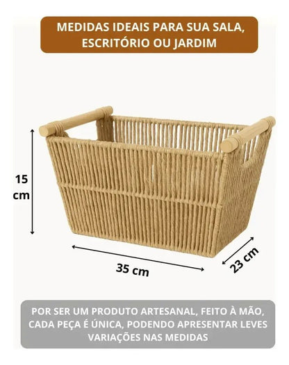 Cesto Organizador de Fibra Natural com Alça - foto 2
