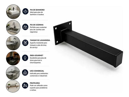 Kit 4 Mãos-Francesas para Bancada 50cm Preto - foto 2