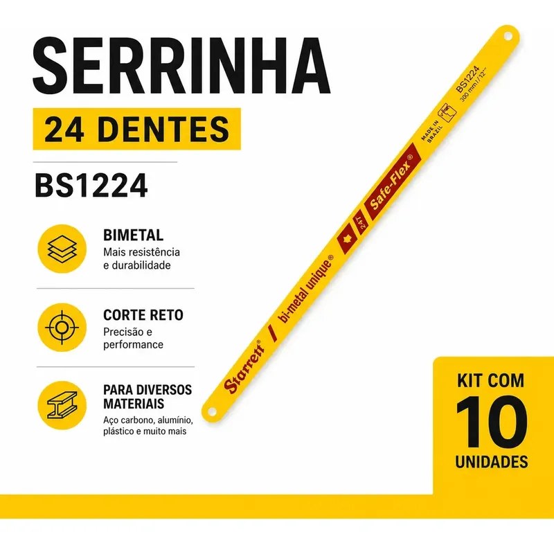 Kit 10 Lâminas de Serra Manual Starrett 24 Dentes - foto 2
