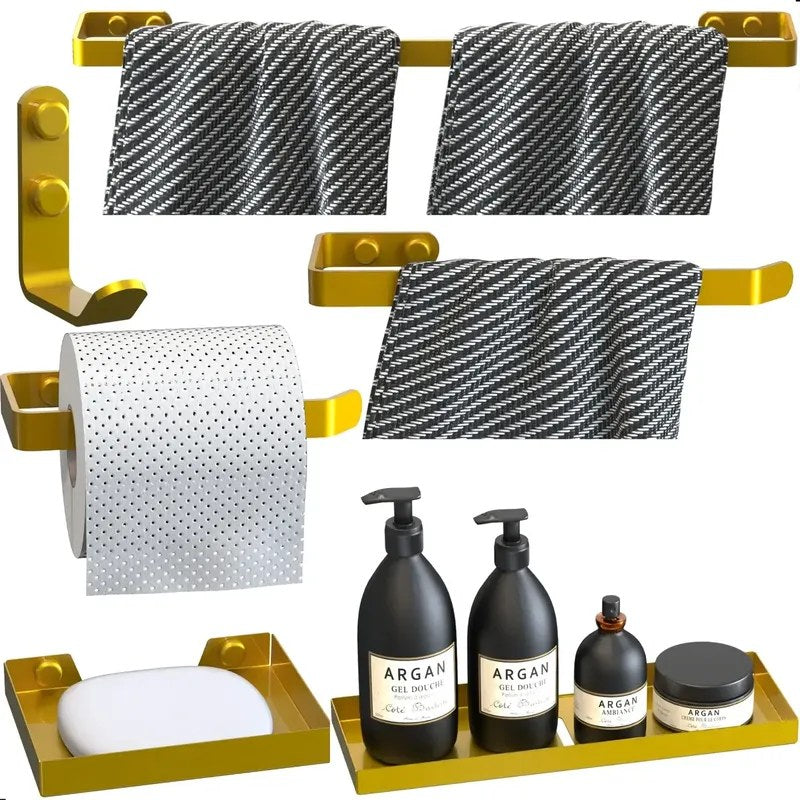 Kit Acessórios para Banheiro 6 Peças Dourado - foto 2