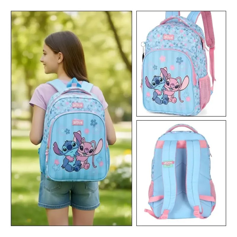 Mochila Escolar Infantil Disney Stitch e Angel - foto 2