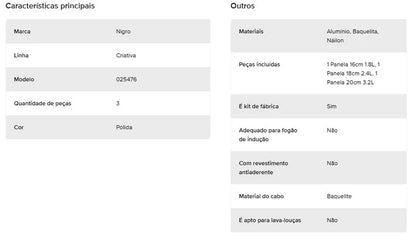 Jogo de Panelas Nigro Criativa 3 Peças Polido - foto 2