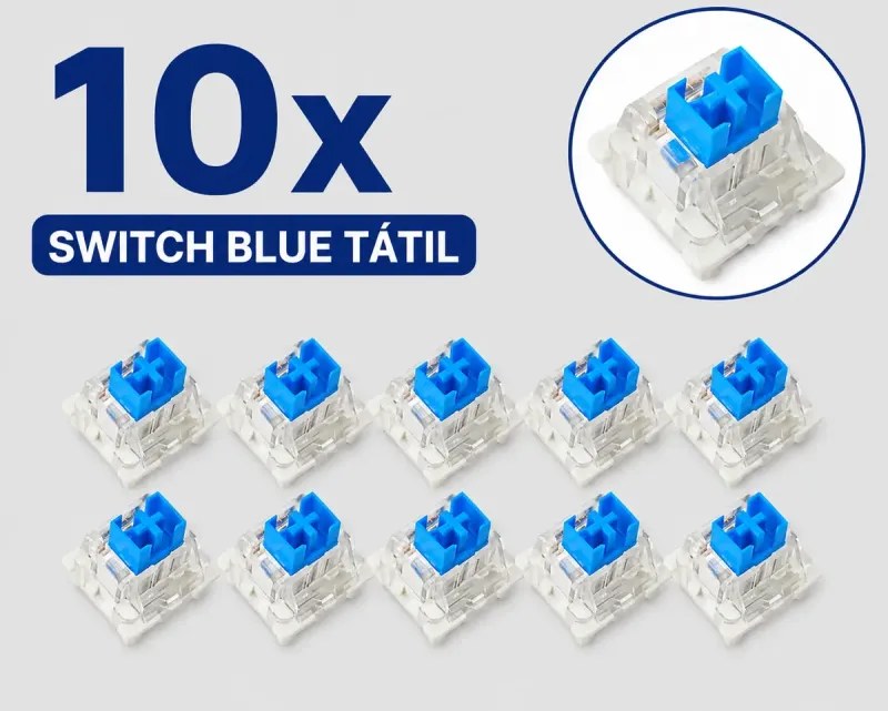 Kit 10 Switches Azuis para Teclado - foto 2