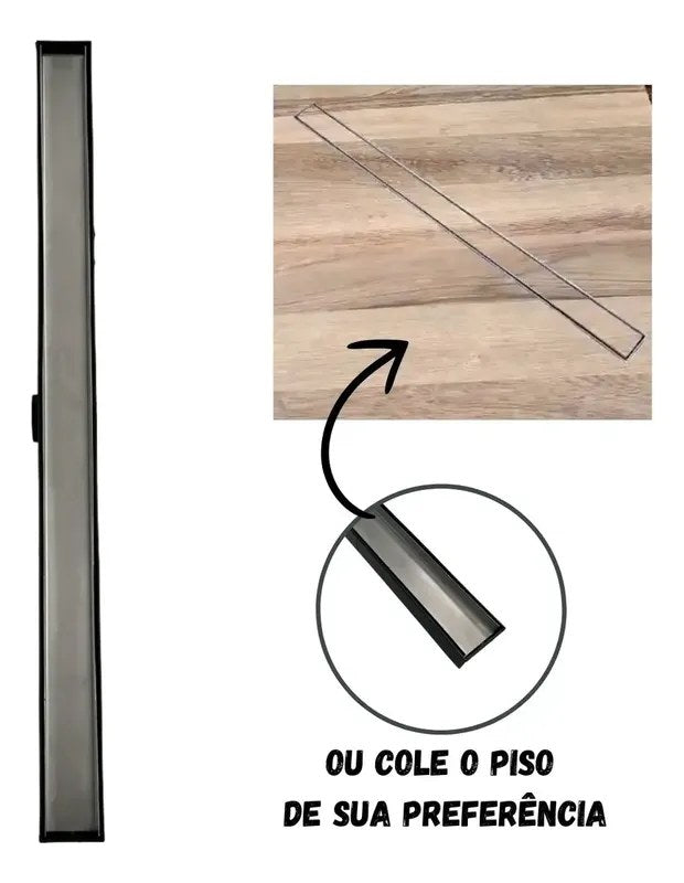 Ralo Linear Oculto Sifonado 7x90cm Preto - foto 2