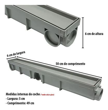 Ralo Linear Oculto Sifonado 6x50cm Cinza - foto 2