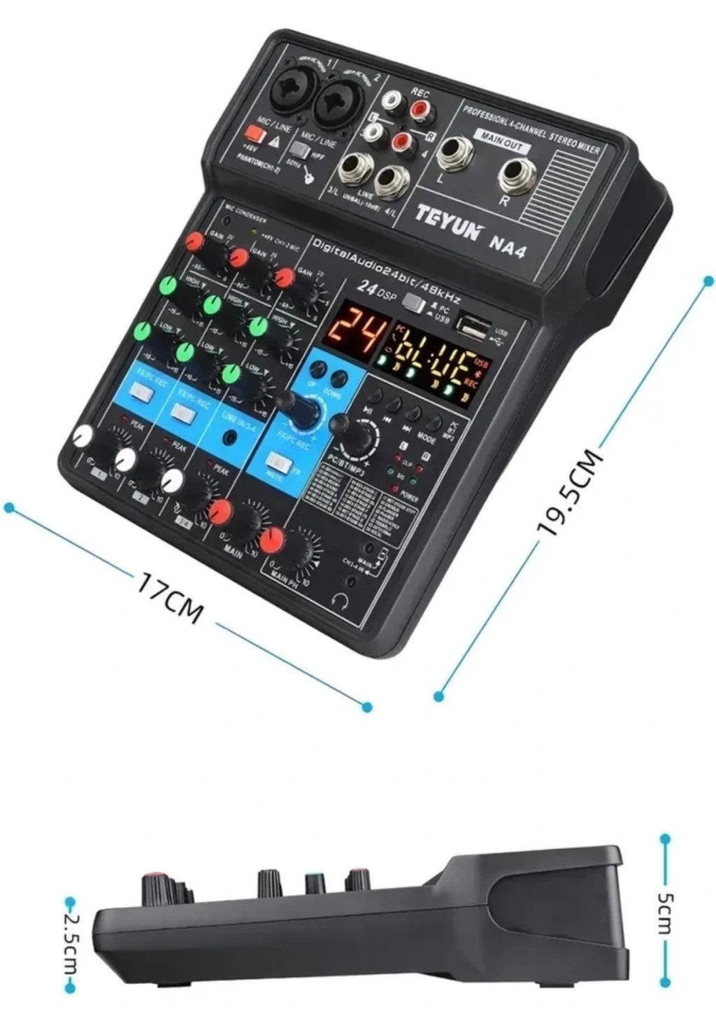 Mesa de Som Teyun 4 Canais com 24 Efeitos de Voz - foto 2