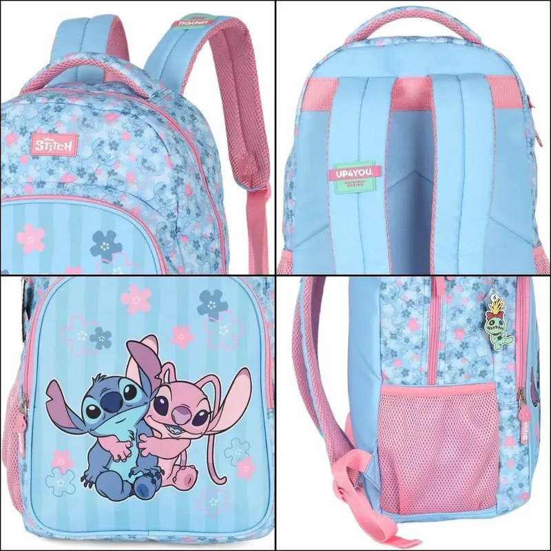 Mochila Escolar Infantil Disney Stitch e Angel - foto 3