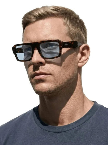 Óculos de Sol Ray-Ban Flacko RB4454 Havana Lente Azul - foto 3