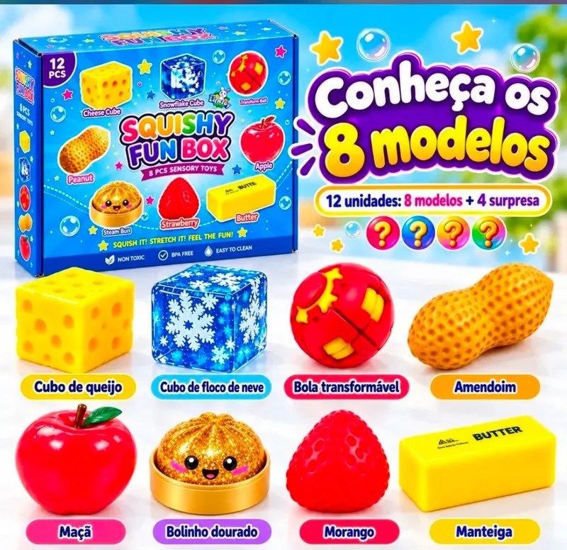 Kit Squishy Fun Box 8 Squishies Sensoriais com 4 Surpresas - foto 3