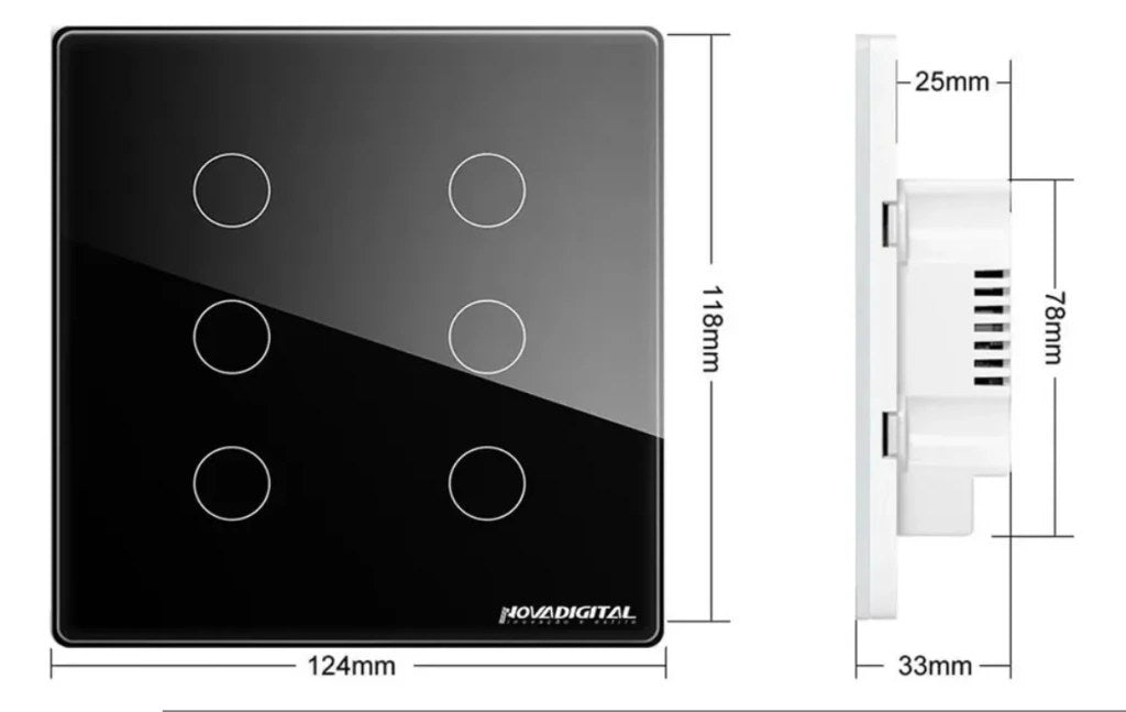 Interruptor Inteligente Wi-Fi Novadigital 6 Teclas 4x4 - foto 3