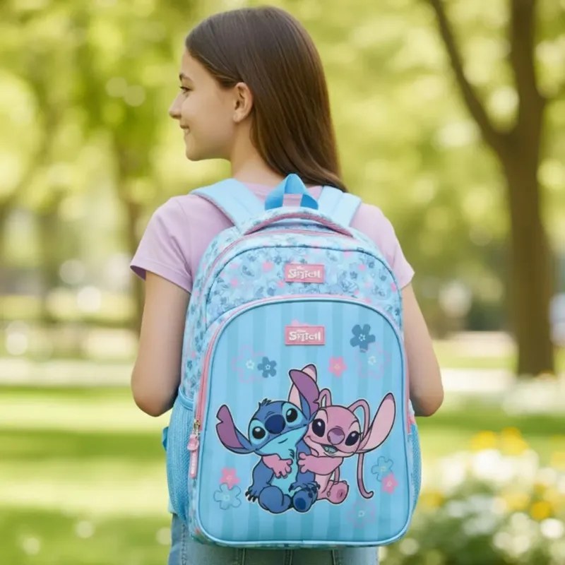 Mochila Escolar Infantil Disney Stitch e Angel - foto 4